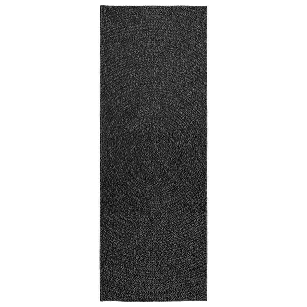 Rug ZIZUR Anthracite 80x200 cm Jute Look Indoor and Outdoor