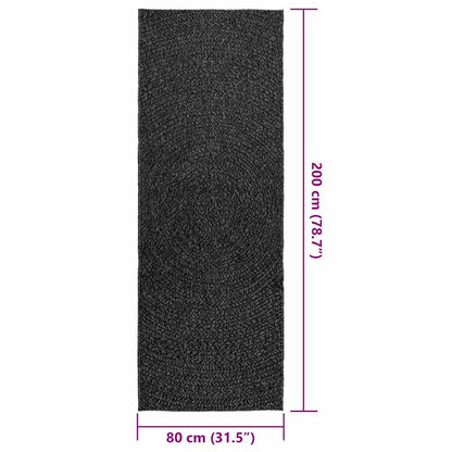 Rug ZIZUR Anthracite 80x200 cm Jute Look Indoor and Outdoor