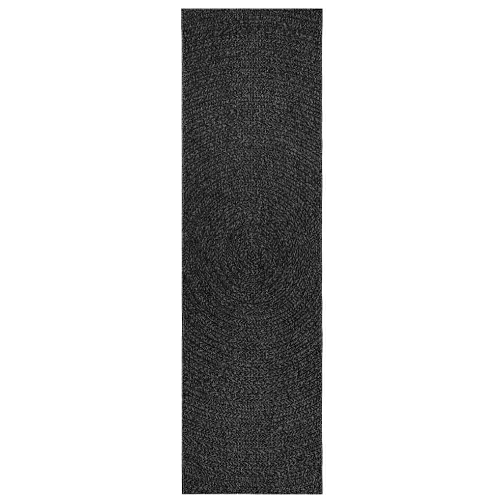 Rug ZIZUR Anthracite 80x250 cm Jute Look Indoor and Outdoor