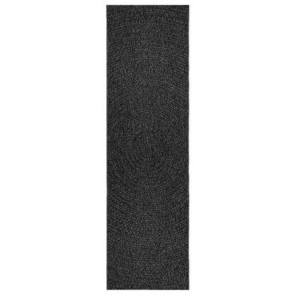 Rug ZIZUR Anthracite 80x250 cm Jute Look Indoor and Outdoor