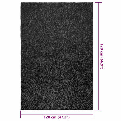 Rug ZIZUR Anthracite 120x170 cm Jute Look Indoor and Outdoor