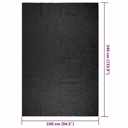 Rug ZIZUR Anthracite 240x340 cm Jute Look Indoor and Outdoor