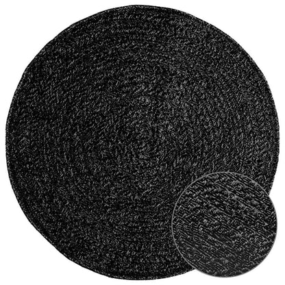 Rug ZIZUR Anthracite Ø 90 cm Jute Look Indoor and Outdoor