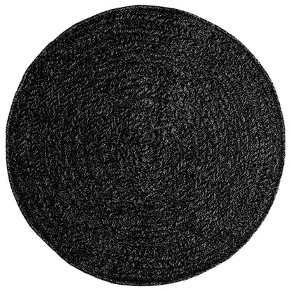 Rug ZIZUR Anthracite Ø 90 cm Jute Look Indoor and Outdoor