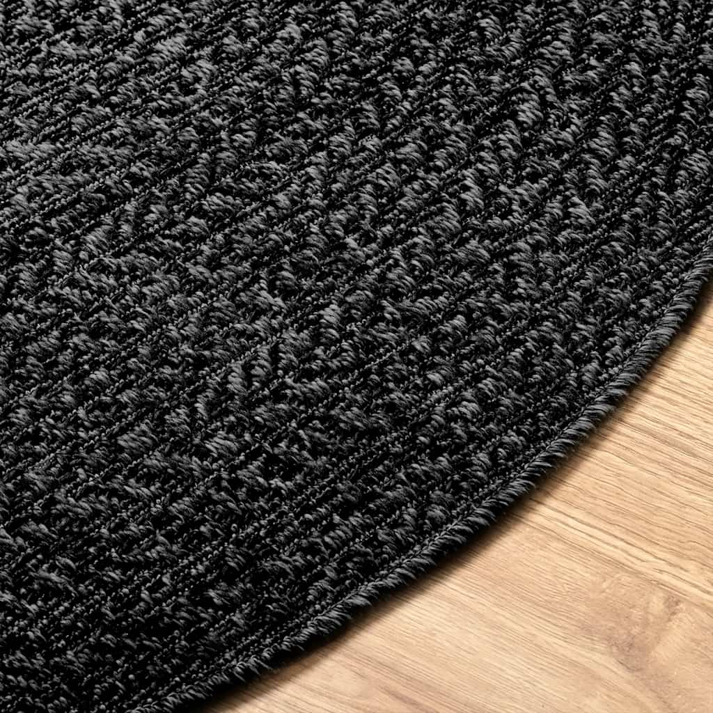 Rug ZIZUR Anthracite Ø 90 cm Jute Look Indoor and Outdoor