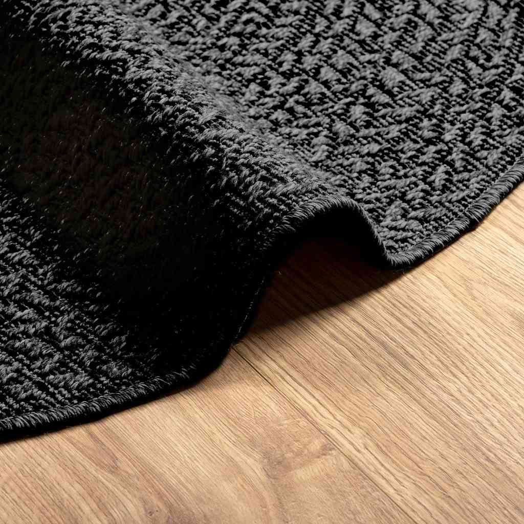 Rug ZIZUR Anthracite Ø 90 cm Jute Look Indoor and Outdoor