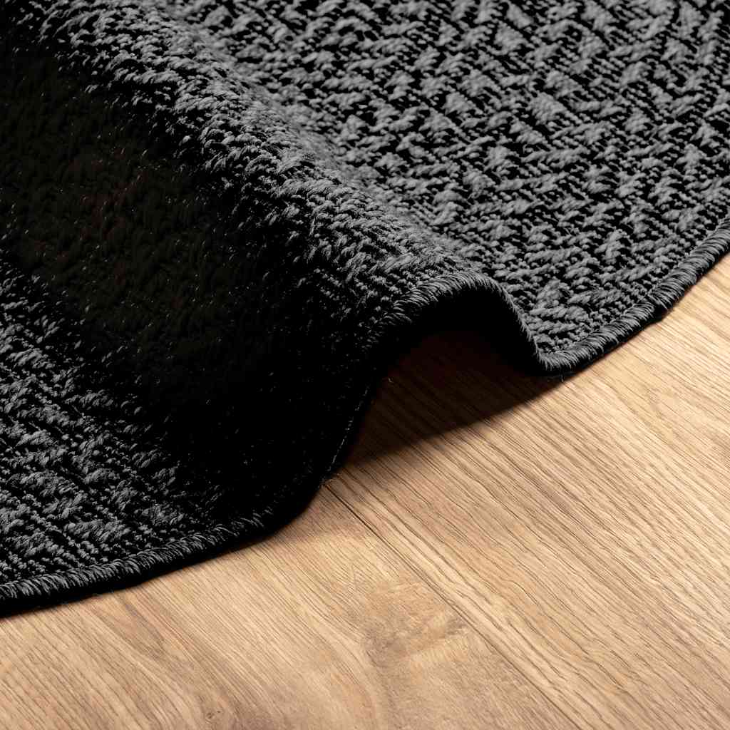 Rug ZIZUR Anthracite Ø 160 cm Jute Look Indoor and Outdoor