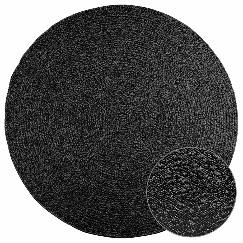 Rug ZIZUR Anthracite Ø 200 cm Jute Look Indoor and Outdoor