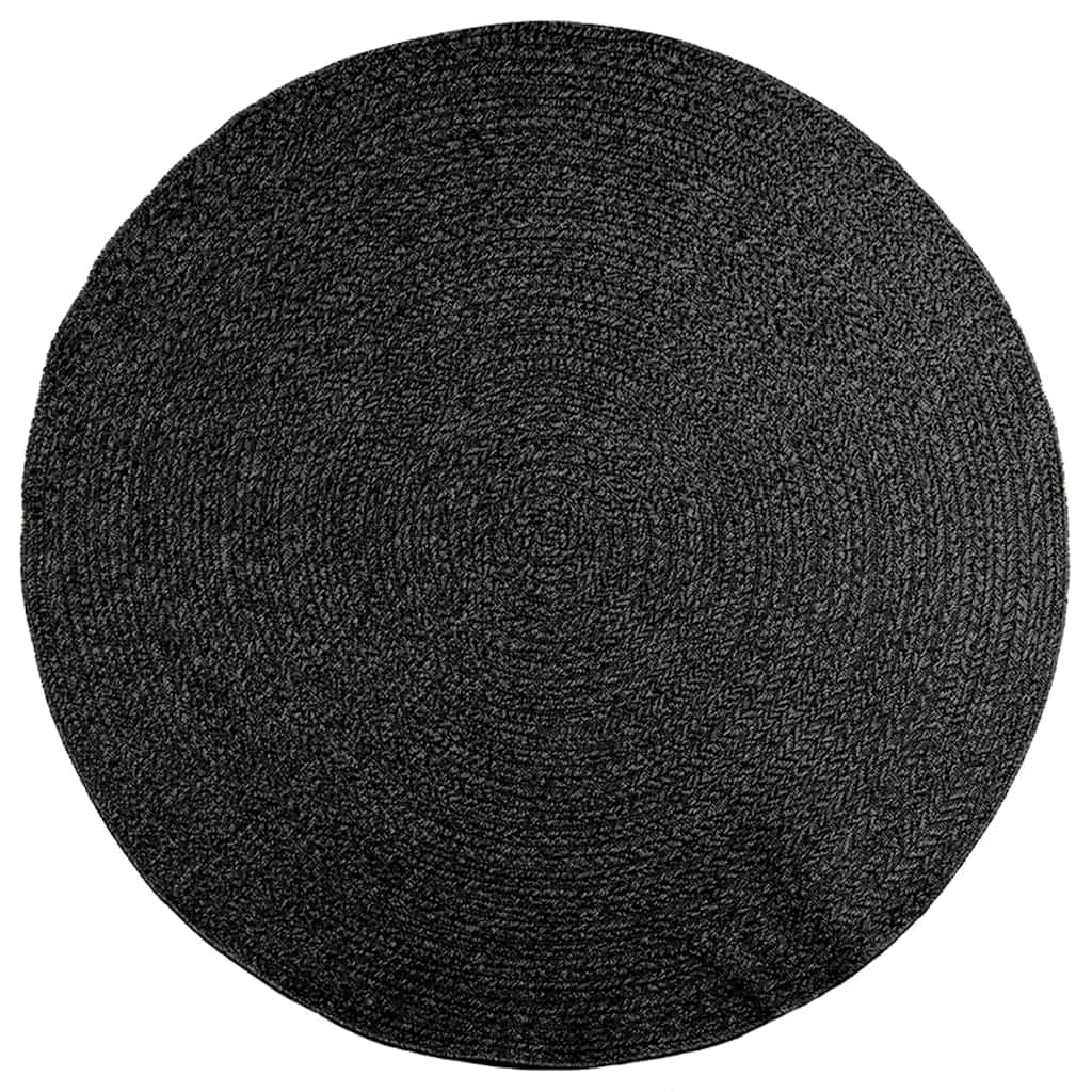 Rug ZIZUR Anthracite Ø 200 cm Jute Look Indoor and Outdoor