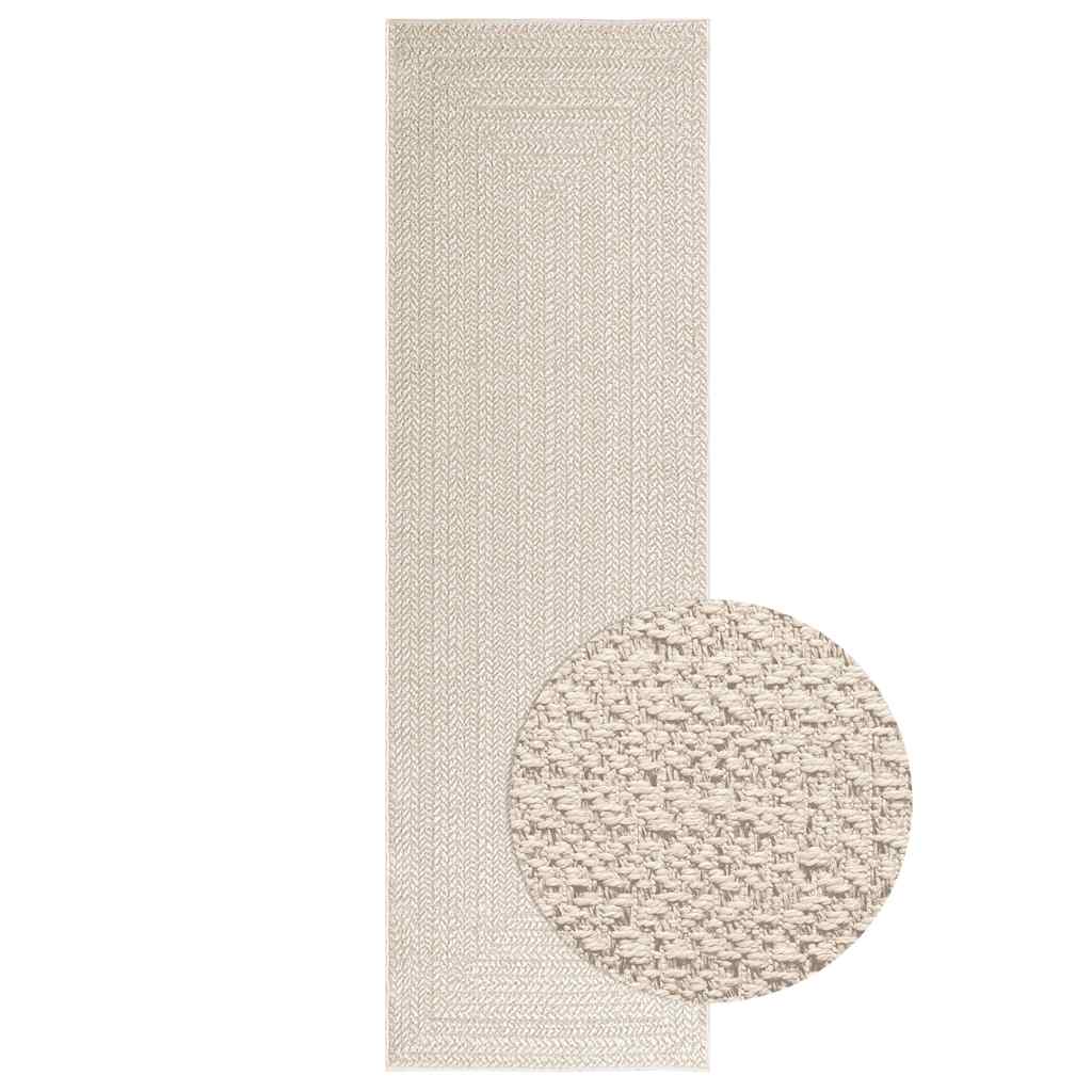 Rug ZIZUR Cream 80x250 cm Jute Look Indoor and Outdoor