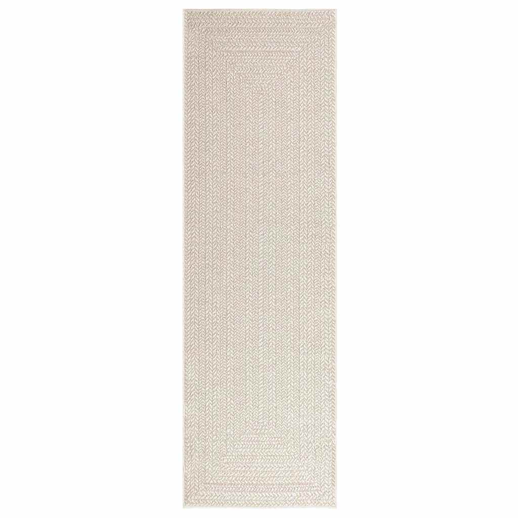 Rug ZIZUR Cream 80x250 cm Jute Look Indoor and Outdoor