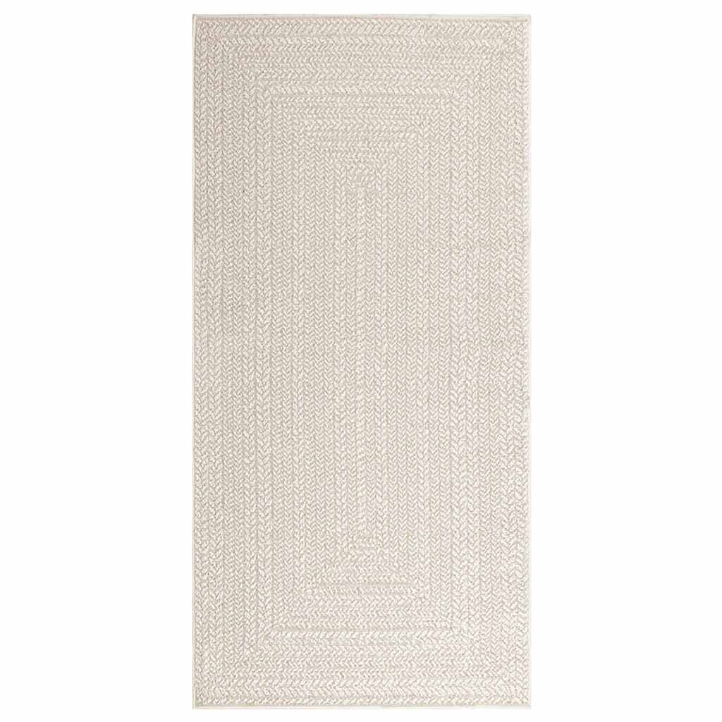 Rug ZIZUR Cream 100x200 cm Jute Look Indoor and Outdoor