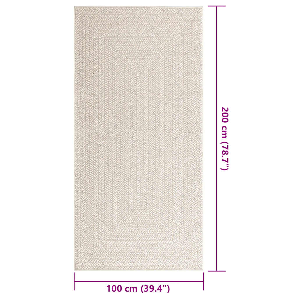 Rug ZIZUR Cream 100x200 cm Jute Look Indoor and Outdoor