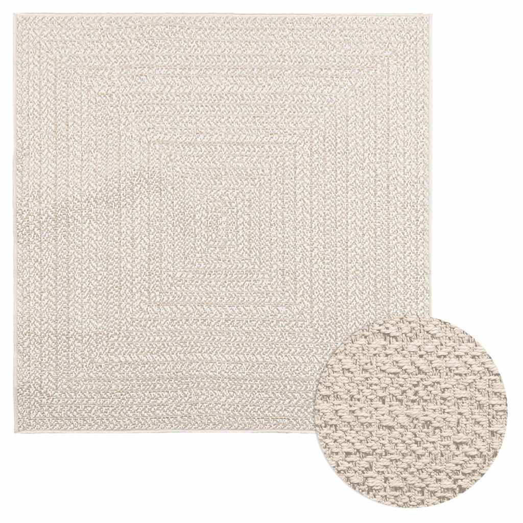 Rug ZIZUR Cream 120x120 cm Jute Look Indoor and Outdoor