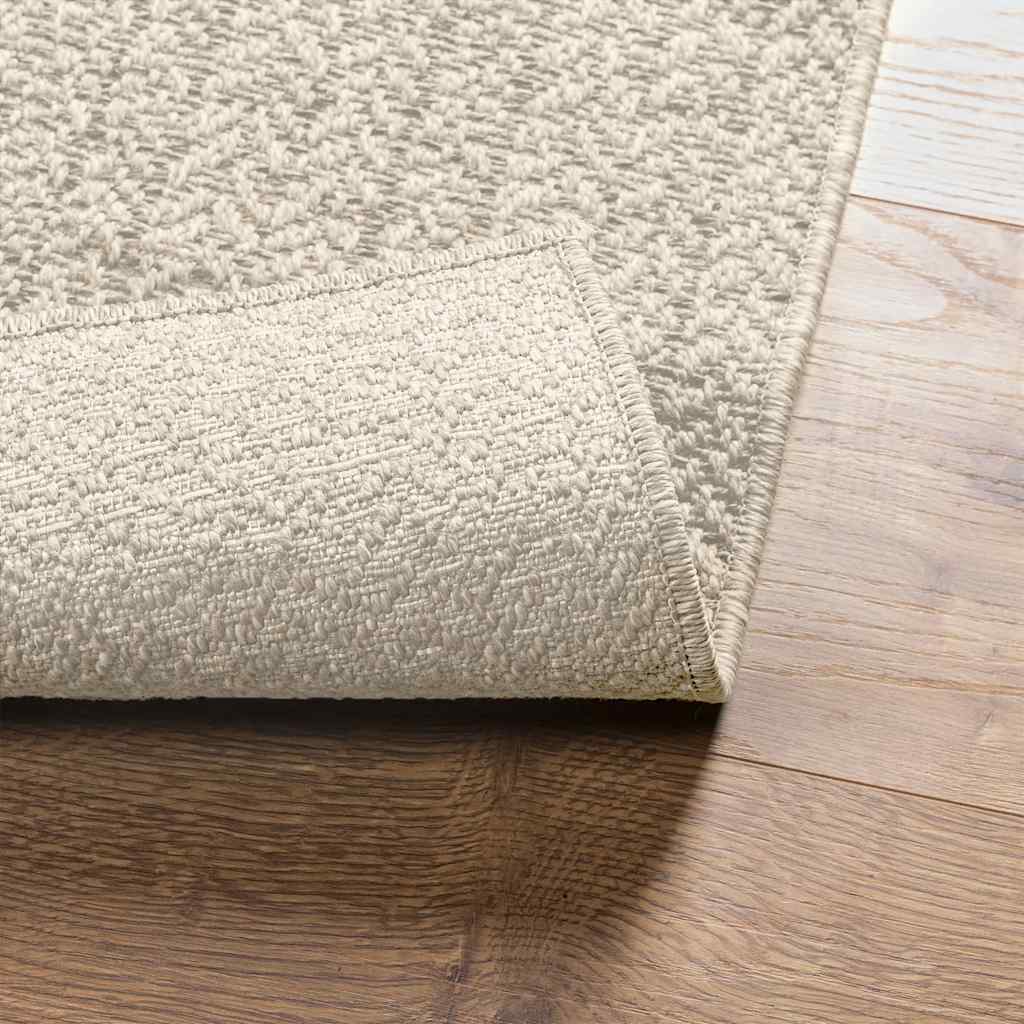 Rug ZIZUR Cream 120x120 cm Jute Look Indoor and Outdoor