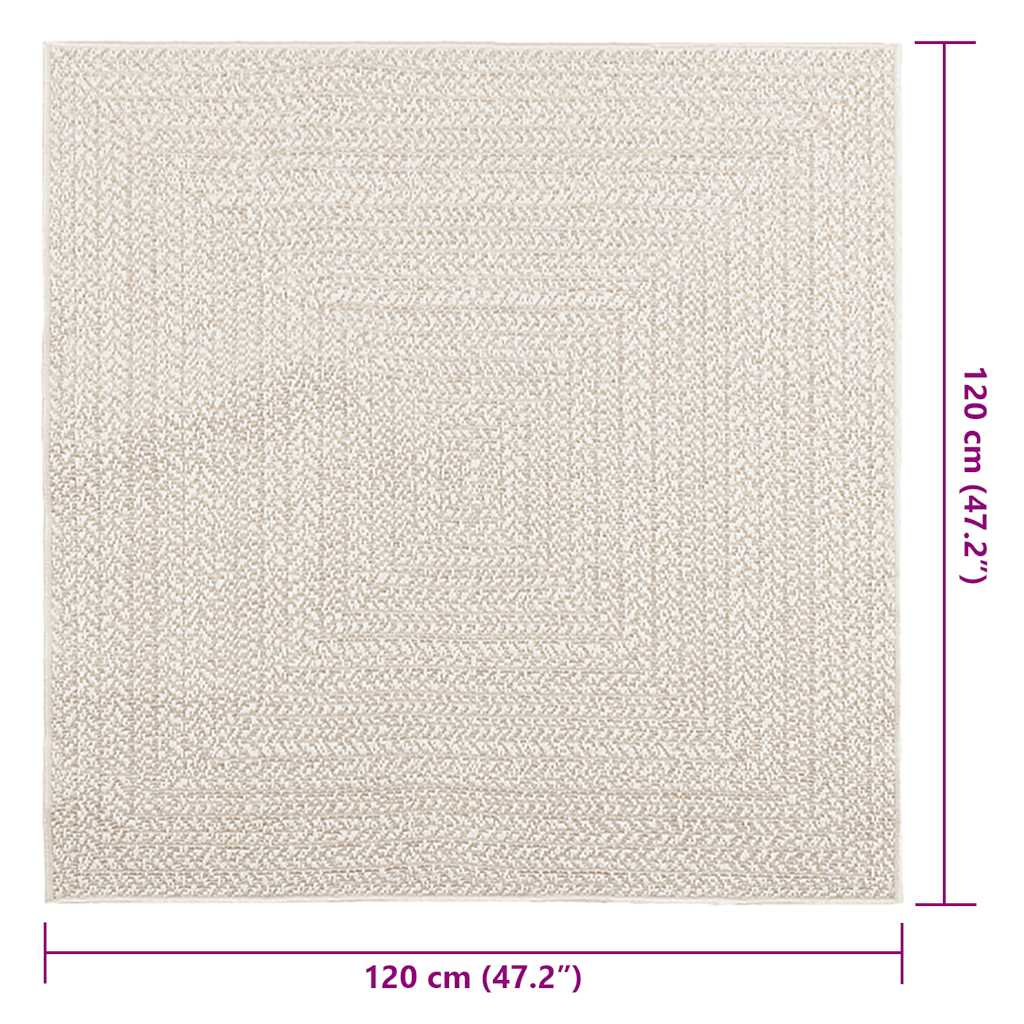 Rug ZIZUR Cream 120x120 cm Jute Look Indoor and Outdoor