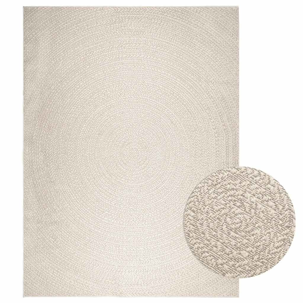 Rug ZIZUR Cream 240x340 cm Jute Look Indoor and Outdoor