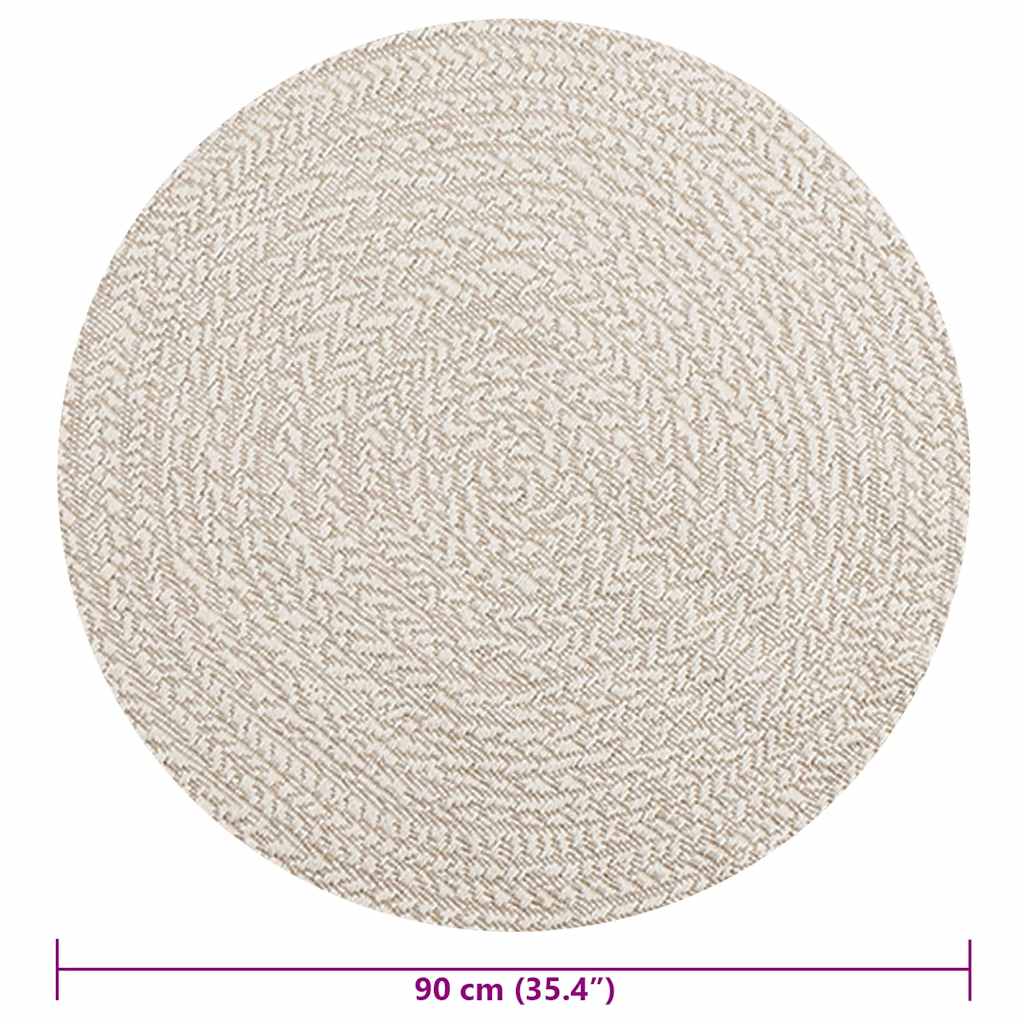 Rug ZIZUR Cream Ø 90 cm Jute Look Indoor and Outdoor