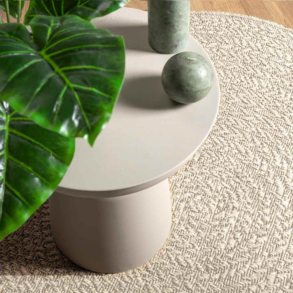 Rug ZIZUR Cream Ø 120 cm Jute Look Indoor and Outdoor