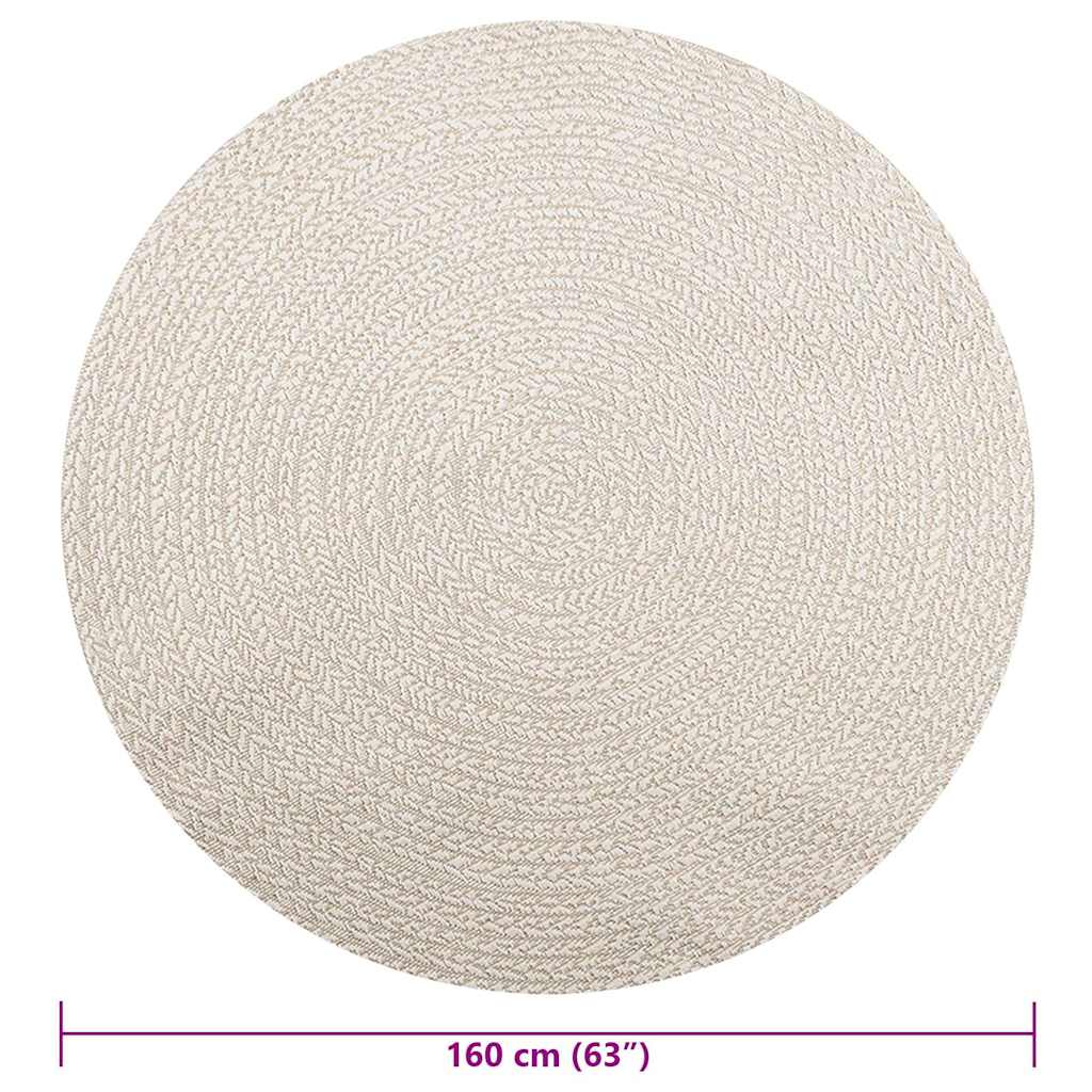 Rug ZIZUR Cream Ø 160 cm Jute Look Indoor and Outdoor