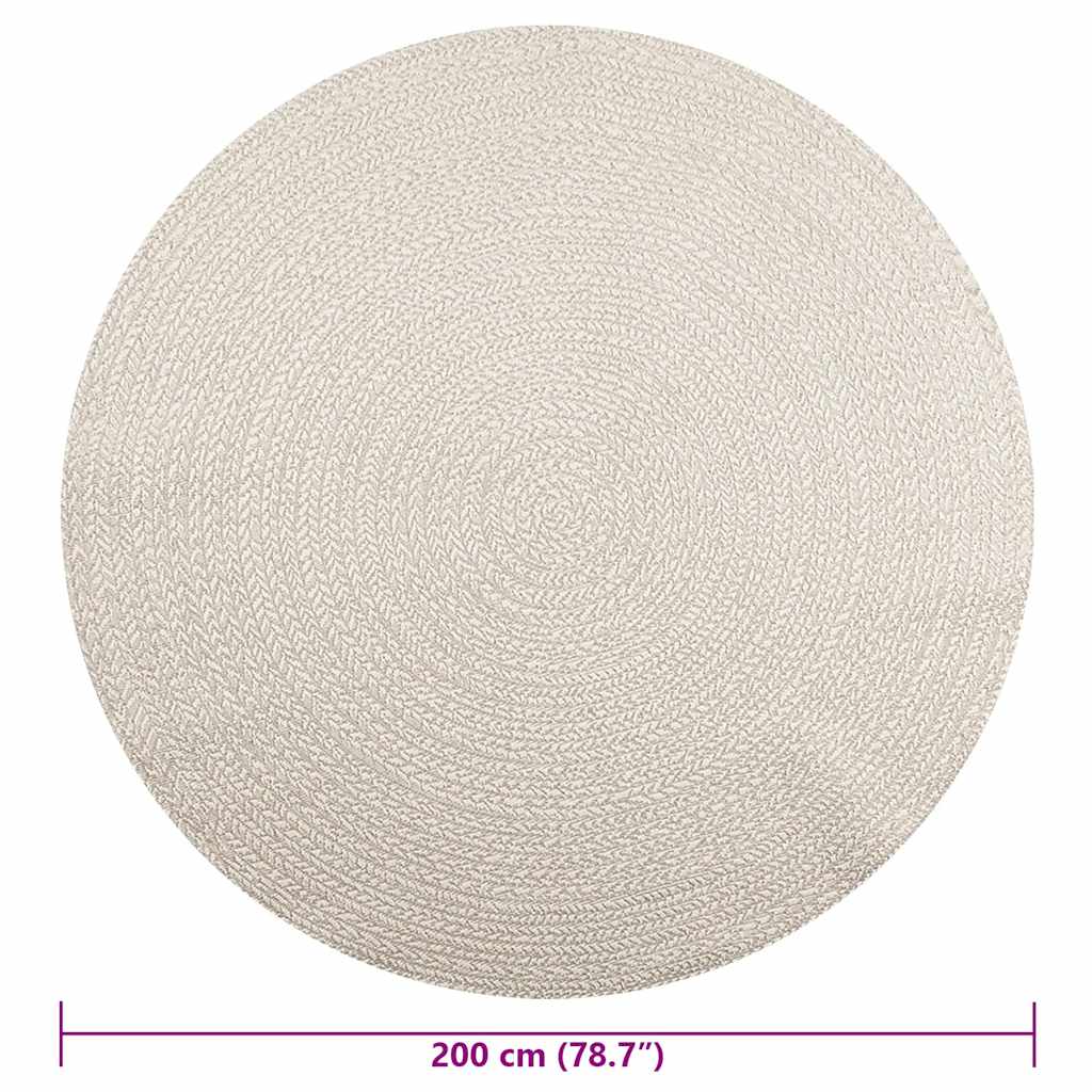 Rug ZIZUR Cream Ø 200 cm Jute Look Indoor and Outdoor