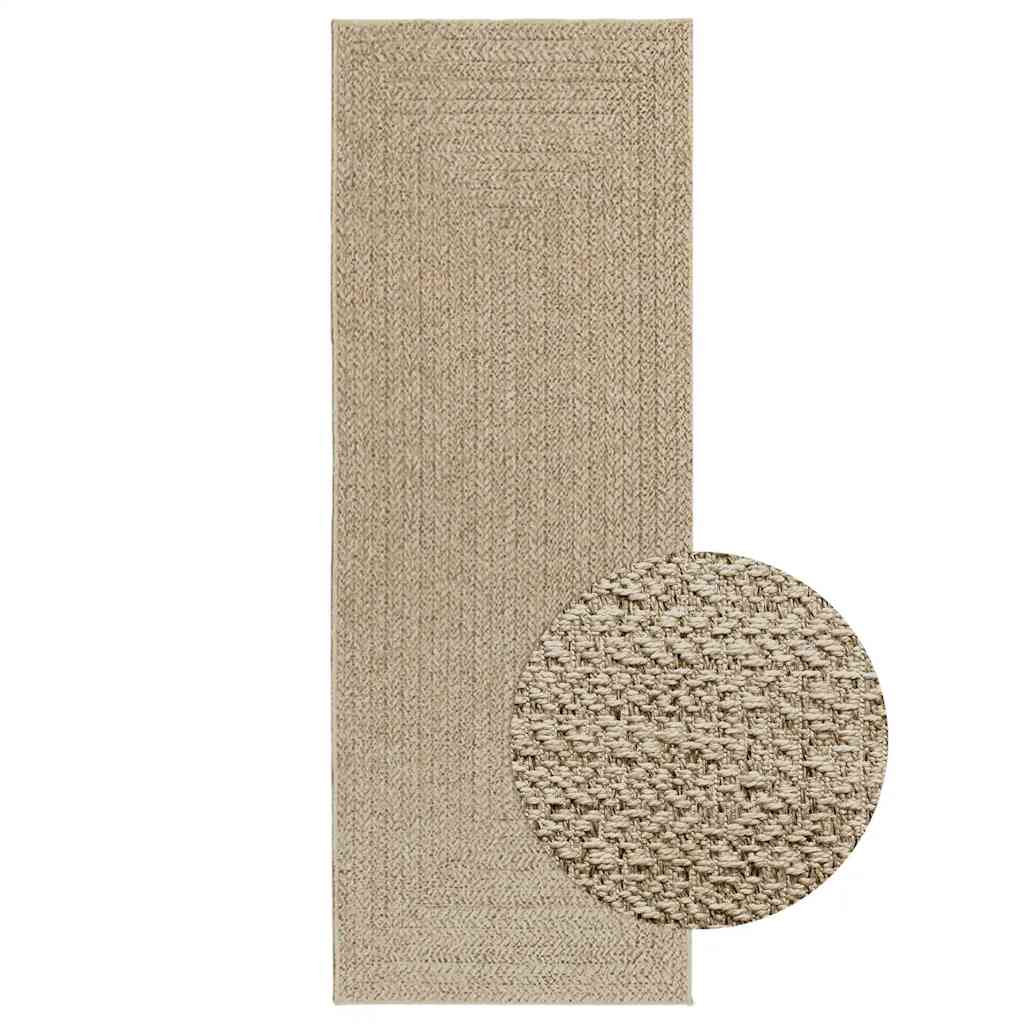 Rug ZIZUR Beige 80x200 cm Jute Look Indoor and Outdoor