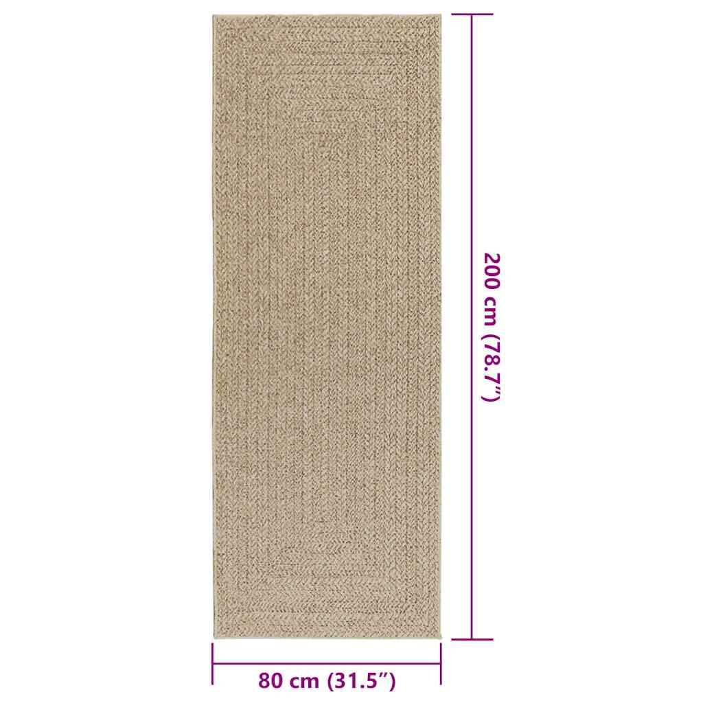 Rug ZIZUR Beige 80x200 cm Jute Look Indoor and Outdoor