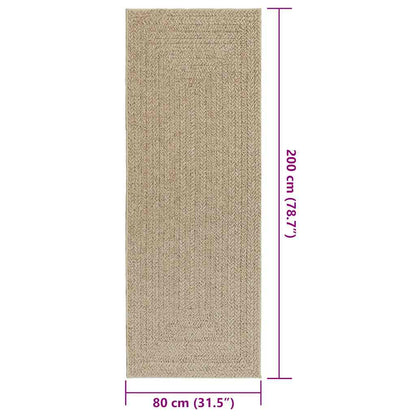 Rug ZIZUR Beige 80x200 cm Jute Look Indoor and Outdoor