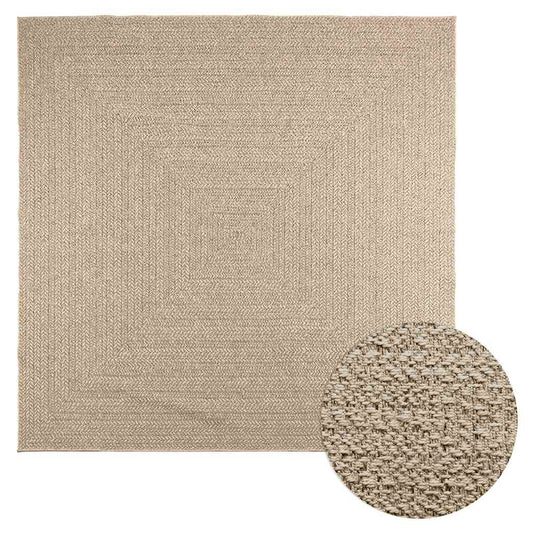 Rug ZIZUR Beige 240x240 cm Jute Look Indoor and Outdoor