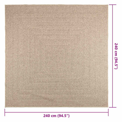 Rug ZIZUR Beige 240x240 cm Jute Look Indoor and Outdoor