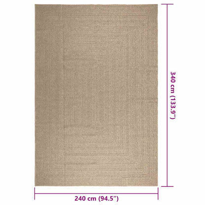 Rug ZIZUR Beige 240x340 cm Jute Look Indoor and Outdoor