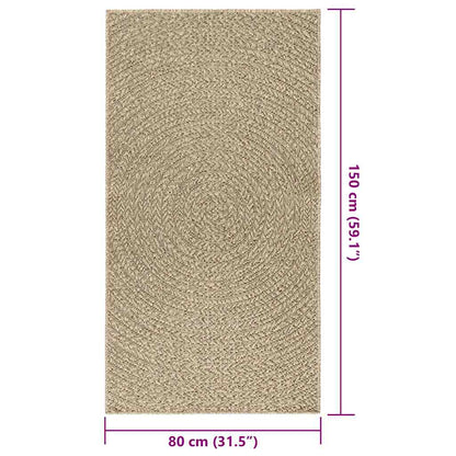 Rug ZIZUR Beige 80x150 cm Jute Look Indoor and Outdoor