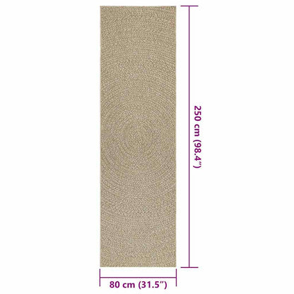 Rug ZIZUR Beige 80x250 cm Jute Look Indoor and Outdoor