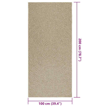 Rug ZIZUR Beige 100x200 cm Jute Look Indoor and Outdoor