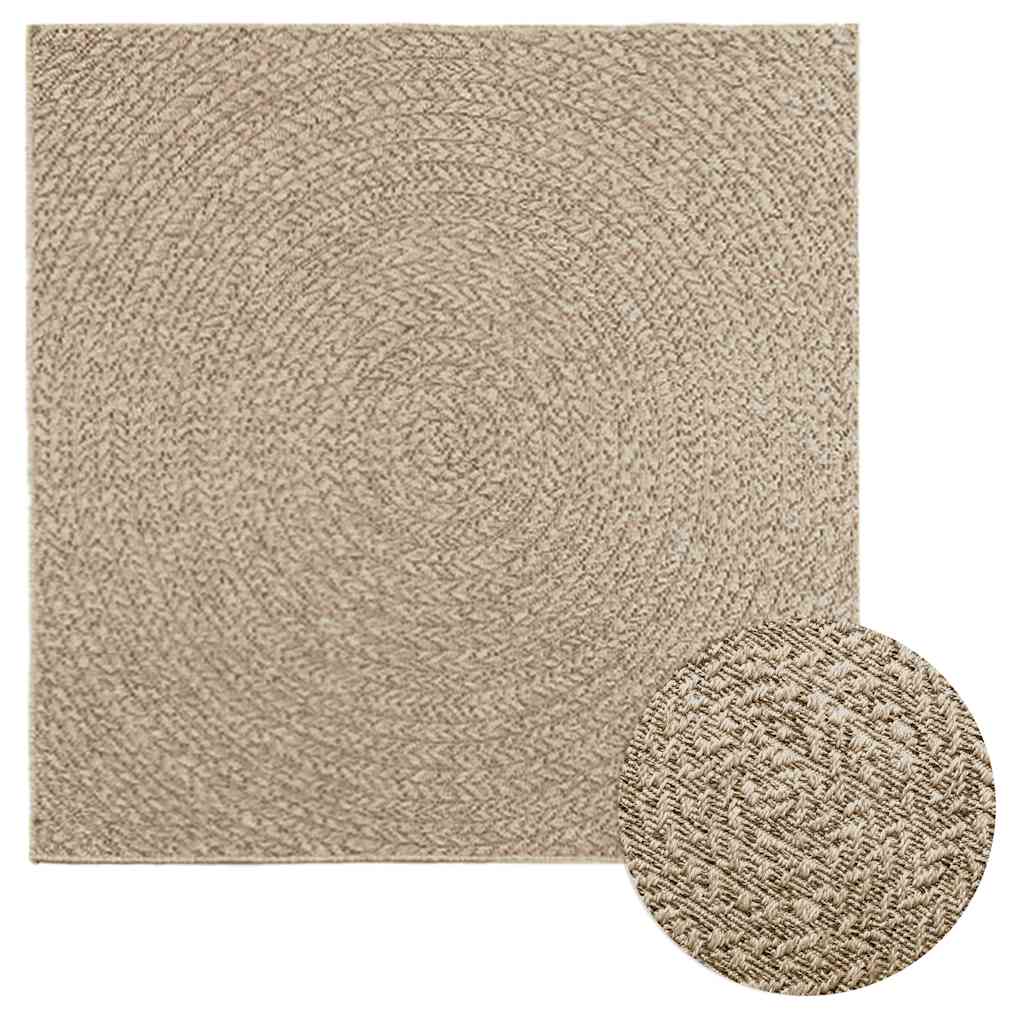 Rug ZIZUR Beige 120x120 cm Jute Look Indoor and Outdoor