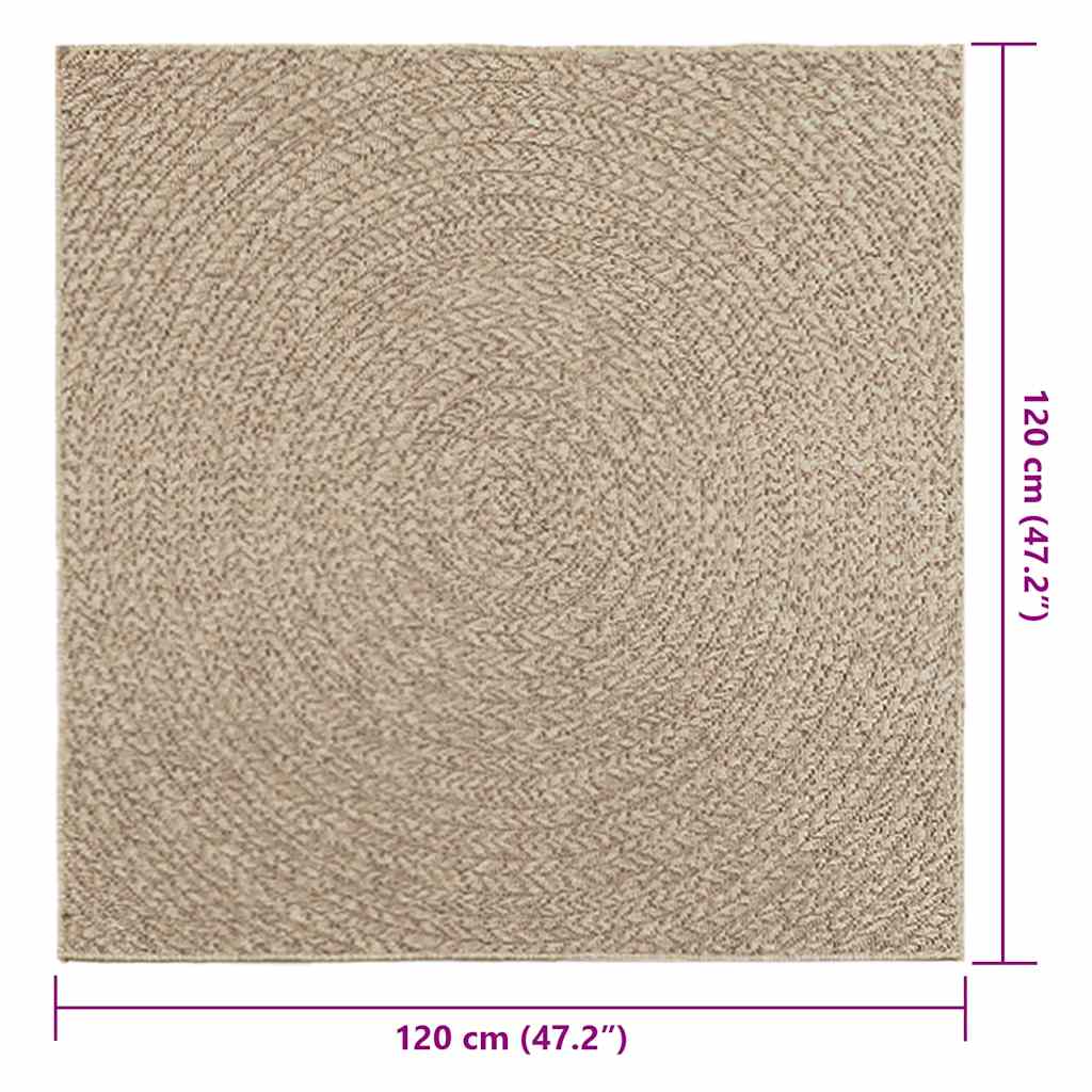 Rug ZIZUR Beige 120x120 cm Jute Look Indoor and Outdoor