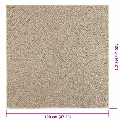 Rug ZIZUR Beige 120x120 cm Jute Look Indoor and Outdoor