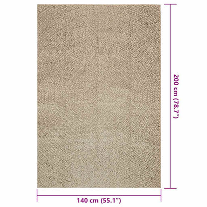 Rug ZIZUR Beige 140x200 cm Jute Look Indoor and Outdoor