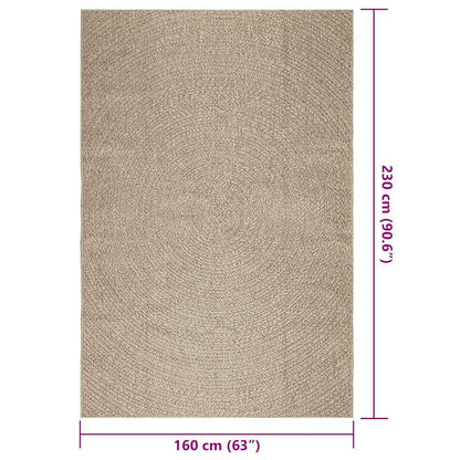 Rug ZIZUR Beige 160x230 cm Jute Look Indoor and Outdoor