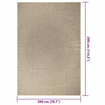 Rug ZIZUR Beige 200x290 cm Jute Look Indoor and Outdoor