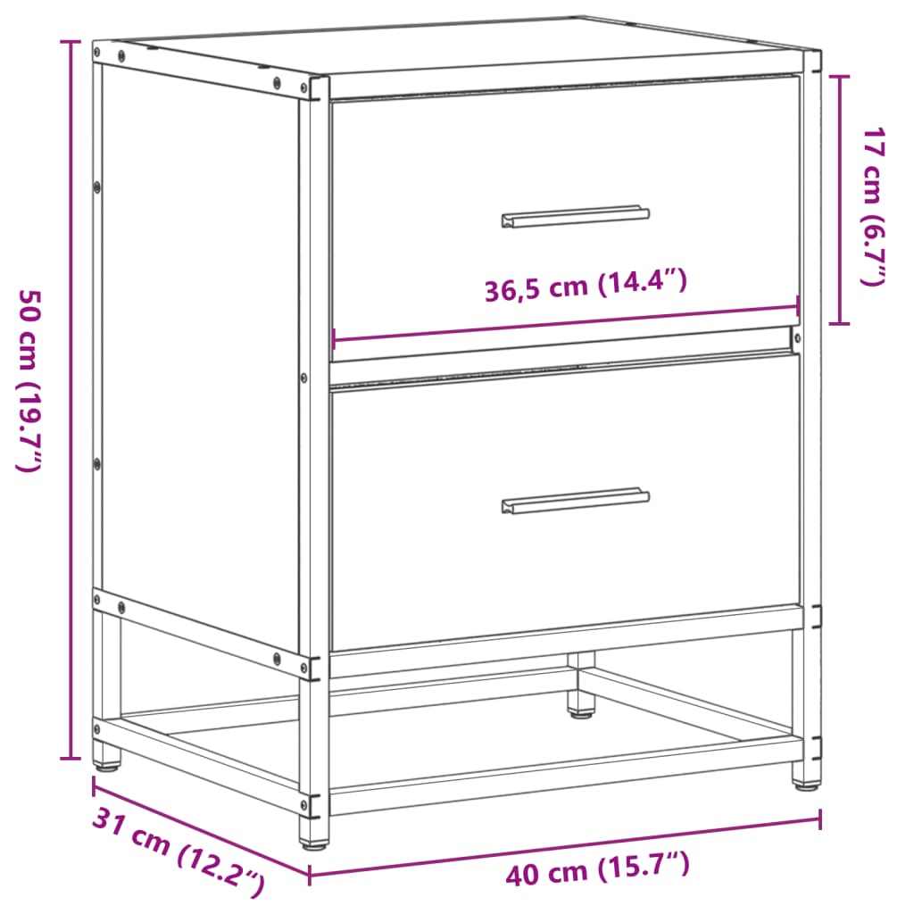 Bedside Cabinet Sonoma Oak 40x31x50 cm Engineered Wood