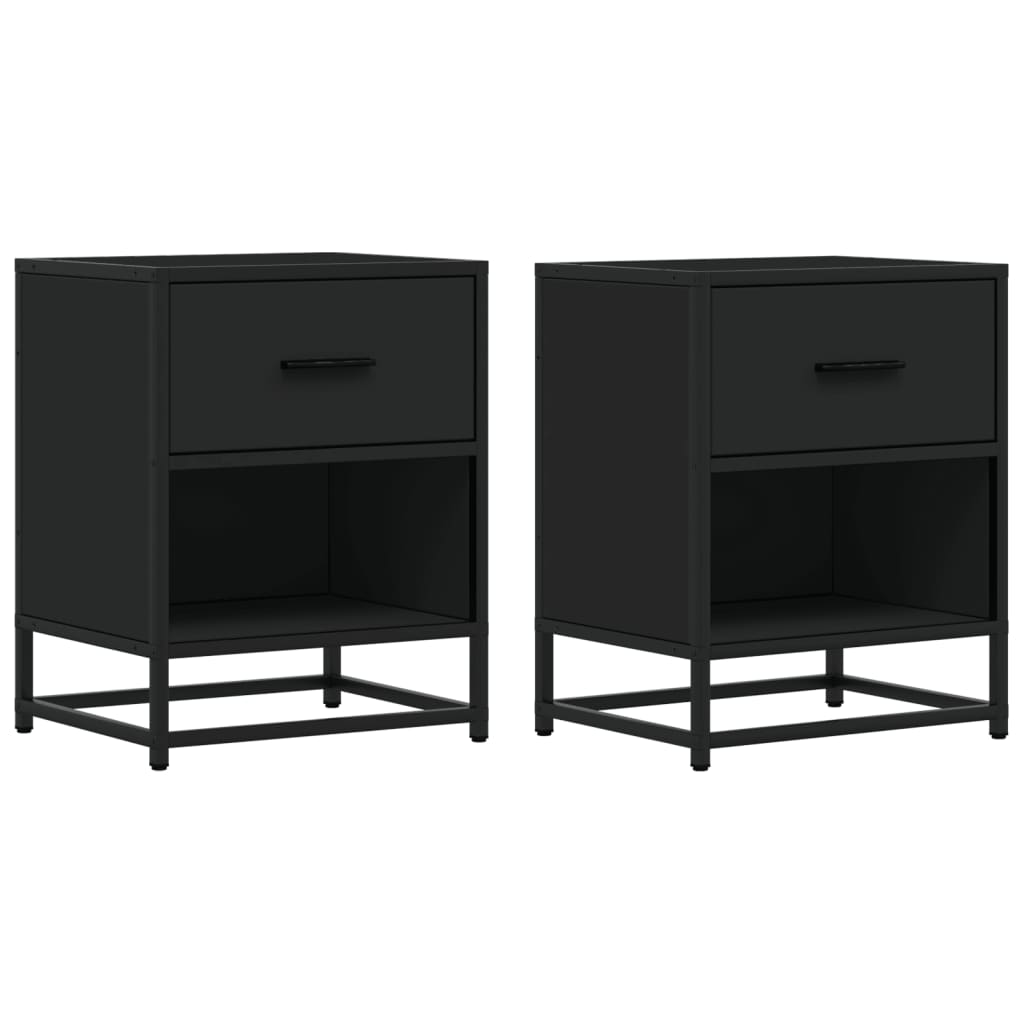 Bedside Cabinets 2 pcs Black 40x31x50 cm Engineered Wood