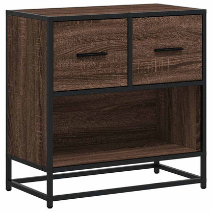 Bedside Cabinet Brown Oak 60x31x60 cm Engineered Wood and Metal