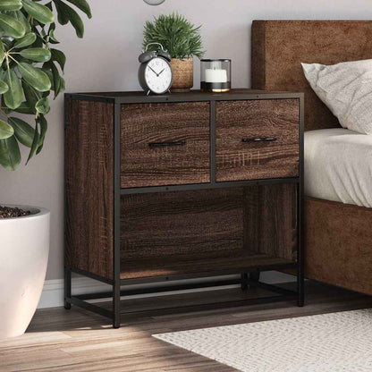 Bedside Cabinet Brown Oak 60x31x60 cm Engineered Wood and Metal