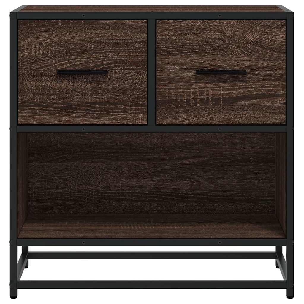 Bedside Cabinet Brown Oak 60x31x60 cm Engineered Wood and Metal