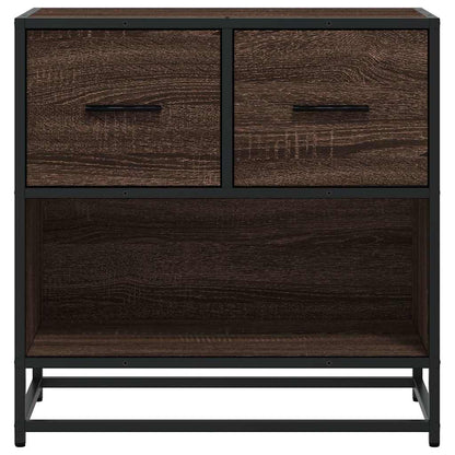 Bedside Cabinet Brown Oak 60x31x60 cm Engineered Wood and Metal