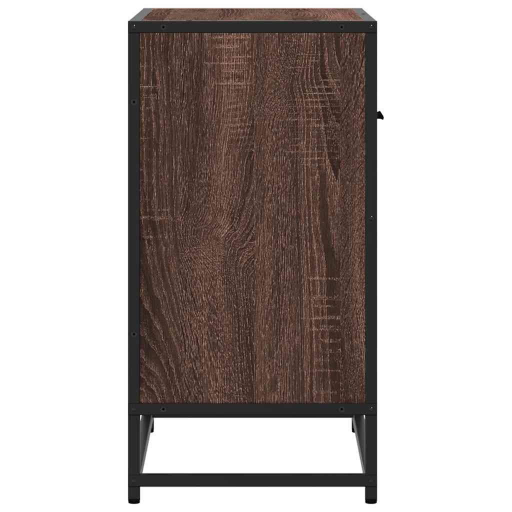 Bedside Cabinet Brown Oak 60x31x60 cm Engineered Wood and Metal