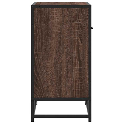 Bedside Cabinet Brown Oak 60x31x60 cm Engineered Wood and Metal