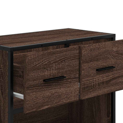 Bedside Cabinet Brown Oak 60x31x60 cm Engineered Wood and Metal