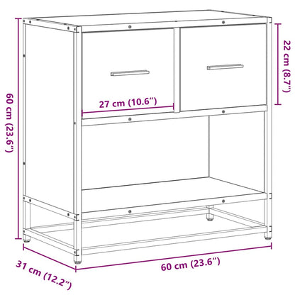 Bedside Cabinet Brown Oak 60x31x60 cm Engineered Wood and Metal